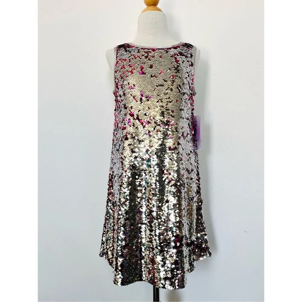 NEW Lavender by Us Angels Girls 7/8 Reversable Sequin Sleeveless Party Dress